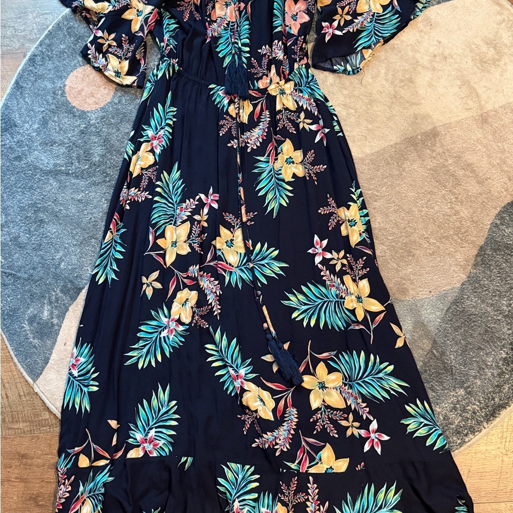 Floral Maxi Dress with Tropical Print
